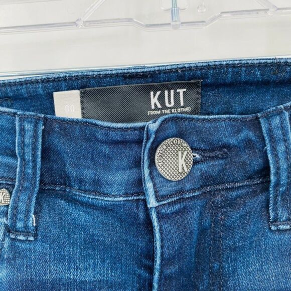 Kut from the Kloth Size 00 Dark Wash Raw Hem Donna High Rise Ankle Skinny Jeans - Picture 6 of 9
